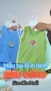 Bộ ba lỗ ASBABY vải petit cotton viscose in hình ngộ nghĩnh cho bé traibé gái (9 tháng đến 6 tuổi)
