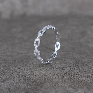 Original 925 Sterling silver Chain Strip Full Diamond Ring Women Wedding Engagement Promise Band Ring Jewelry