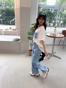 Pants for Kids Girls Bottoms Girls Ice Shreds Summer Wide Pants Wide Legs and High Waist Elastic Waistline 7-13Years Old