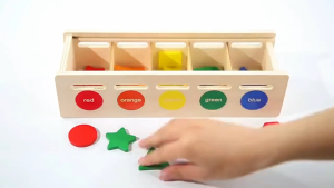 Montessori Wooden Shape Sorting Box/Color Shape Matching Toy/Magnetic Fishing Game/Early Learning Toy for Baby Kids