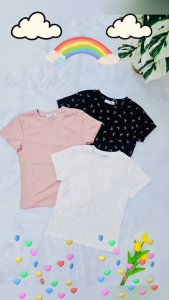 TW20887 เสื้อยึดสกรีนโบว์ ทั้งตัว หน้า-หลัง ..