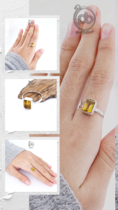 Cincin Sterling Silver Perak 925 Yellow Citrine Turbium Citraella