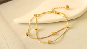 Gelang Tangan Titanium 2Layer Combi Kotak Dimensi Vintage Elegan Trending Fashion Korea Premium GL16