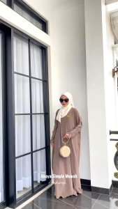 Abaya Basic Habibah Premium Gamis Plain Umroh Daily Abaya Kancing Dress Gamis Batwing Oversize Crinkle Inara Button