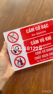 Bảng mica cấm cờ bạc kích thước 15 x 30cm