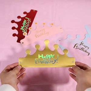 BW-C790 Topi Anak Ulang Tahun Kertas Bentuk Mahkota / Crown Happy Birthday Party Hat Topi Kertas HBD Dekorasi Pesta