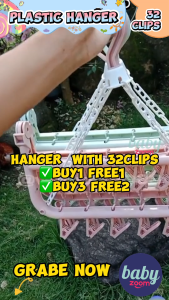 Buy1 Take1! BabyZoom Plastic Hanger 2pcs 32Clip Folding Hanger Folding Clip Drying Clothes Foldable 32 Peg Windproof Clothes Hanger Dryer Windproof Hanger Rack Clips Socks Dryer Hanger Underwear/Socks Hanging Hook Balcony Rotatable Cod 2pcs Organiser Set