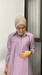 Zeva Tunik Polo Line - Atasan Wanita Tunik Polo Linen Variasi Kancing Belakang Terbaru