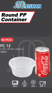 [50pcs] Round Microwavable PP Container with LID / Takeaway Plastic Food Lunch Box