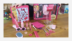 Kids Fashion Styling 22pcs Pretend Play Hair Salon Set - Hair Cutting Tools Hairdresser Blow Dryer Dressing Table Toys Mainan Kanak Budak Perempuan Lelaki 儿童过家家美发沙龙套装剪头发工具理发师吹风筒梳妆玩具