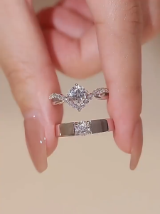 couple ring silver 925 original silver diamond ring adjustable wedding reception men and women jewelry