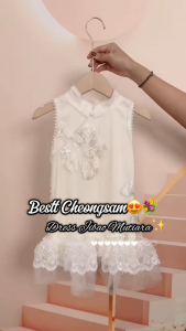 Dress Cheonsam Anak Perempuan Jibao White Brokat Bunga
