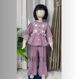 Setelan Terbaru Anak Perempuan Mix Tile Brukat Model Kekinian Korean Style Usia 3 - 12 Tahun Bahan Knit Import Setelan Tunik Anak Termurah Bahan Knit Import Celana Cargo Set Jumbo Anak Set Anak Tangung Oversize - COD