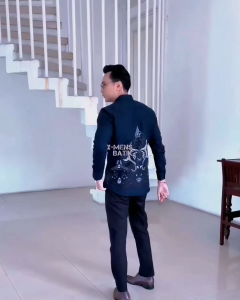 Kemeja Batik Pria Slimfit Premium Lapis Puring Motif Sangana Navy
