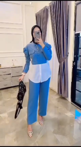 Setelan Wanita Dewasa Jumbo Danisha Set Knit Mix Katun Twill M L XL XXL Oneset Kondangan Ootd Hijab