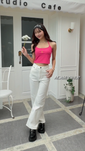 Acasey กางเกงยีนส์ผู้หญิง ขายาว ขากระบอกเอวสูง ถุงซิบxoxo ผ้ายืดนิ่ม ขาไม่ใหญ่เกินไป 2499 บาท สีเบสิค ขนาด S - XL