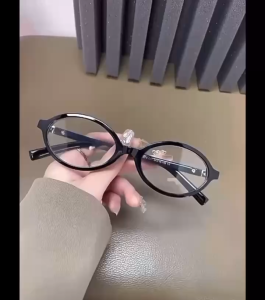 Womens Fashion Oval  Anti-radiation Myopia Glasses 0-300 Degrees with Replaceable Lenses Graded Glasses for Nearsighted