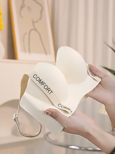 【PP】New Style Seamless Letter Shoulder Strap Breathable Half Cup Frameless Underwear Women Comfortable Halter Adjustable Push