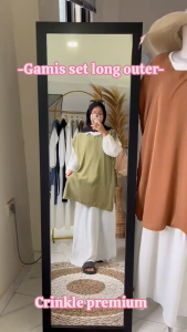 Baju wanita gamis set Long vest Nadia Dress outer bahan Crinkle Premium model baru 2026