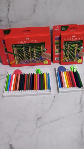 Faber Castell Crayon 12 warna / 24 warna Faber Castell Erasable Crayons Pastel Pencils Set untuk Menggambar (Krayon Hapus) Pewarna / Krayon Faber Castell / Crayon Faber Castell Oil Pastel 24 Warna Non Toxic ASLI Original