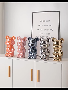 ตุ๊กตาหมีเซรามิค กระปุกออมสิน (15/18/28/35cm.) เคลือบสีเงา ตกแต่งบ้าน ห้องนั้งเล่น ตู้โชว์ และหน้าทีวี