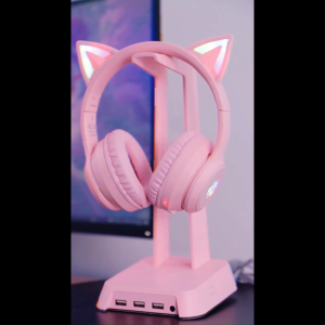 Onikuma B90 RGB Cat Ear Bluetooth/Wired Headphones with Detachable Cat Ear Wireless Earphone Headset for Computer Gaming PC Gamer Stereo Sound Noise Cancellation Headset Bluetooth HIFI Headphones
