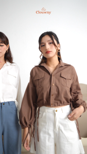 Clouwny Neva Longsleeve Shirt Atasan Wanita Korea