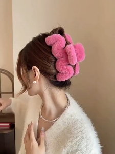 Zaman Now - Klip Cakar Rambut Besar Lucu / Jedai Bulu Model Gelombang / Jepit Rambut Hiu Keriting