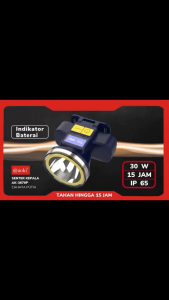 SENTER KEPALA BrightMax LED 30W AOKI AK-3679P - 3 MODE - CAHAYA TERANG - INDIKATOR DIGITAL - TAHAN LAMA - TYPE-C