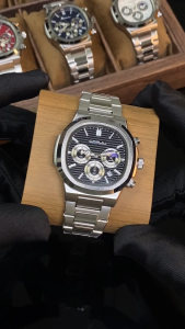 CRRJU Jam Tangan Pria Keren Bercahaya besi tahan karat Anti Air Sports Kalender Kronograf 2309