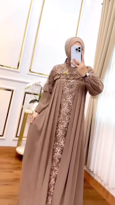 Gamis Lavanya Ceruty Babydoll Mix Brukat Tille Dress Kondangan Terbaru Kekinian Viral Tiktok Murah