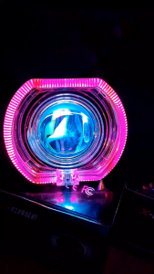 XCASE - Lampu Tembak Projie Biled 45 Inch Dengan Shroud RGB + Devil Laser Cut Off High Low 30W Full Aluminium Lampu Biled RGB 5 Kabel WaterProof Universal Motor Mobil