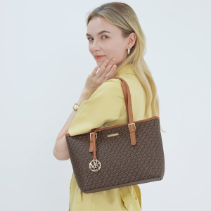 MKMC Totebag Wanita Medium Tas Bahu Kulit Motif Monogram Korean Style Terbaru Tas Selempang Kuliah Casual Aesthetic Slingbag Fashion Elegant Kekinian Multifungsi Shoulder Bag Resleting Jinjing Kondangan Pesta COD