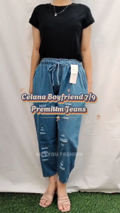 Celana Jogger Wanita 7/8 Model 3 Kancing Bahan Premium Jeans