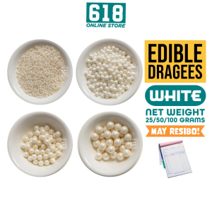 Edible Dragees Sprinkles: Pearl White Confetti 25g, 50g & 100g