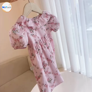 VÁY BÉ GÁI CỔ BÈO TAY BỒNG HOA - MT2579