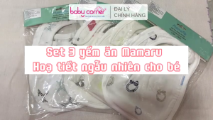 Set 3 Yếm Ăn Tròn Mamaru 22x28cm Họa Tiết Ngẫu Nhiên Cho Bé