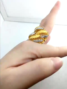 Cincin Adira Pasir Diamond Cut 2 Tone Emas 916 Yon Hing