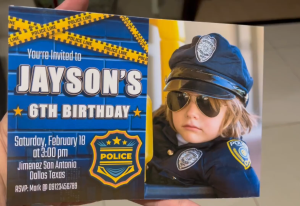 Police Invitation Card - Boy Birthday - Christening - Blue - Personalized - Customized - 5R