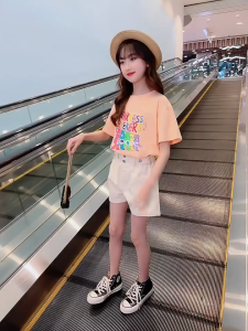 Beryl kids🌸เสื้อยืดแขนสั้นเด็ก🎀เสื้อยืดแขนสั้นเด็กผู้หญิง พิมพ์การ์ตูนฤดูร้อน เด็กครึ่งแขน