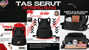 Stringbag Aesthetic Anti Air Font Simple Tas Serut Multifungsi Pria Wanita Tas Ransel Sekolah Cordura Premium backpack tas fungsional