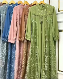 Gamis kondangan terbaru / Nadhira Dress Bahan Ceruty mix Brukat / Gamis Brukat Mewah /Dress termurah