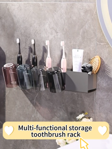 YT Bathroom Electric Toothbrush Holder Wall-mounted Punch-free Storage Rack Aluminum Waterproof