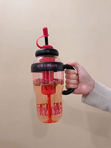 TOKO21 BOTOL TUMBLER INFUSES LUCU KAPASITAS JUMBO 1400ML DENGAN SEDOTAN+POUCH KODE HX 3089