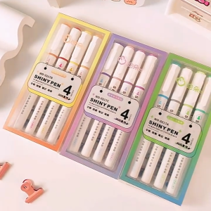 Kids 4pcs Glitter Highlighter Shiny Pen Fine Pastel Marker Scrapbook Painted Stationery School Supplies for Kids