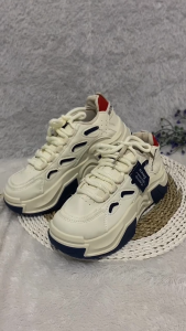 Sepatu Sneakers wanita Koleksi kekinian bahan kulit PU Sol karet elastis 317