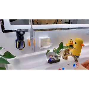 Hộp đựng đồ nắp lật trong suốt gắn tường dùng để đựng bông tẩy trangTăm bôngXỉa răngChun cột tócPhụ kiện tiện lợi