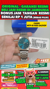CASIO ORIGINAL - CASIO MTP-B145D-2A2 - MEN LA - STAINLESS - Silver - Jam dunia JD18ST