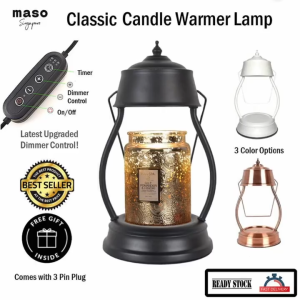 Candle Warmer Lamp - Upgraded Dimmable Light Control | Large Candle Jar | 2 Spare Bulbs - Bronze/Black/White