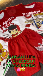 setelan 17 agustusan anak kemerdekaan indonesia suai 03 bulan sampai 5 tahun bahan kaos